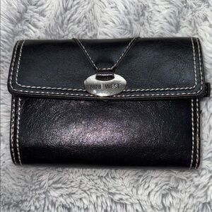 Nine West black leather trifold wallet compact, quality, GUC, feminine, luxury